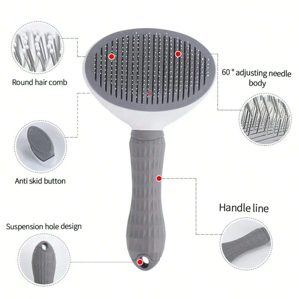 1pc Cat Grooming Brush Pet Hair Remover Comb Anti-Slip Stainless Steel Dog Brush Cat Accessory