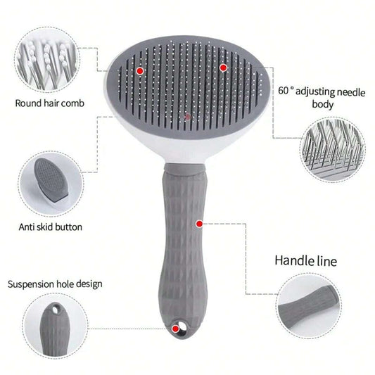 1pc Cat Grooming Brush Pet Hair Remover Comb Anti-Slip Stainless Steel Dog Brush Cat Accessory
